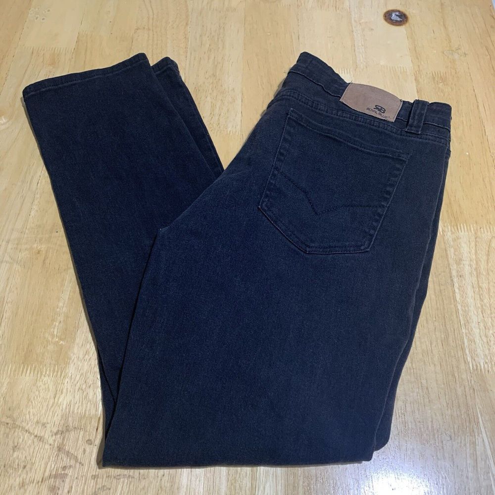 Royal Blue‎ Vintage Mens Jeans 38X32 Black Skinny Denim 100% Cotton A-69